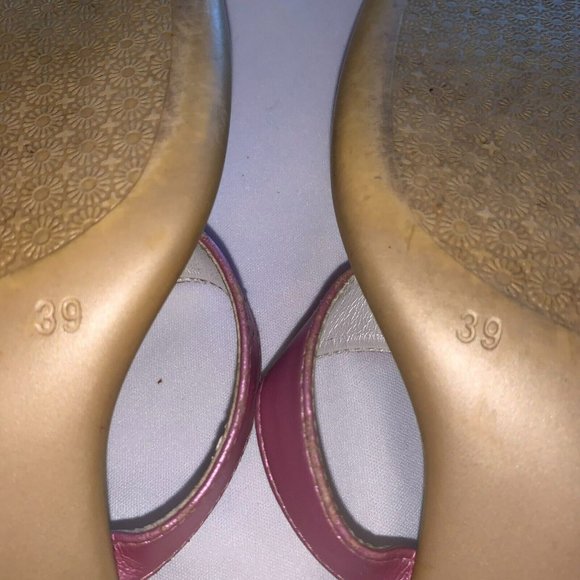 Saffron Womens Square Toe Block Heels Sandals Pink Ivory with Rhinestone US 8.5 - Picture 7 of 9